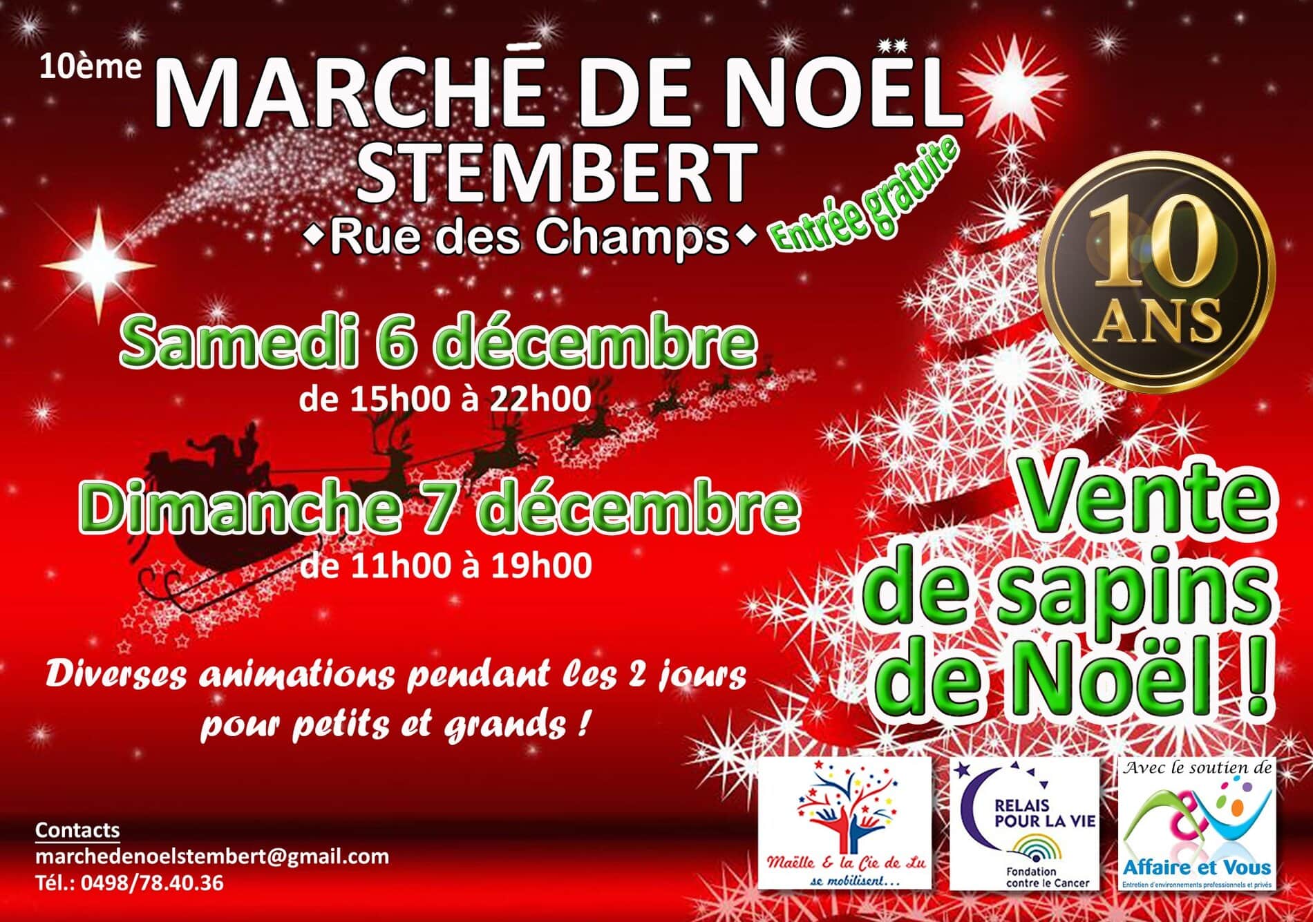 Grand Marché de Noël de Stembert! Entrée gratuite! Plus de 40 artisans et des animations pendant les deux jours! Vente de sapins! 